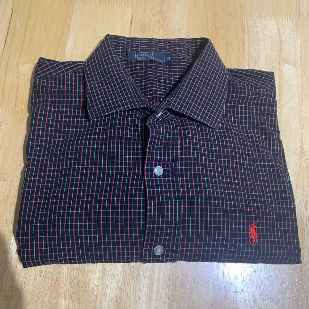 Polo Ralph‎ Lauren Button Down Dress Shirt Mens Size XLarge Red/black Plaid